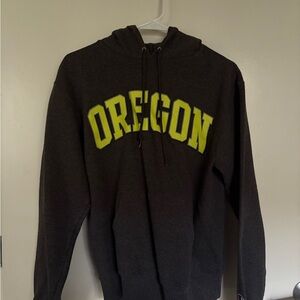 Oregon Champion Graphic Hoodie - Gray With Neon Green Oregon Logo